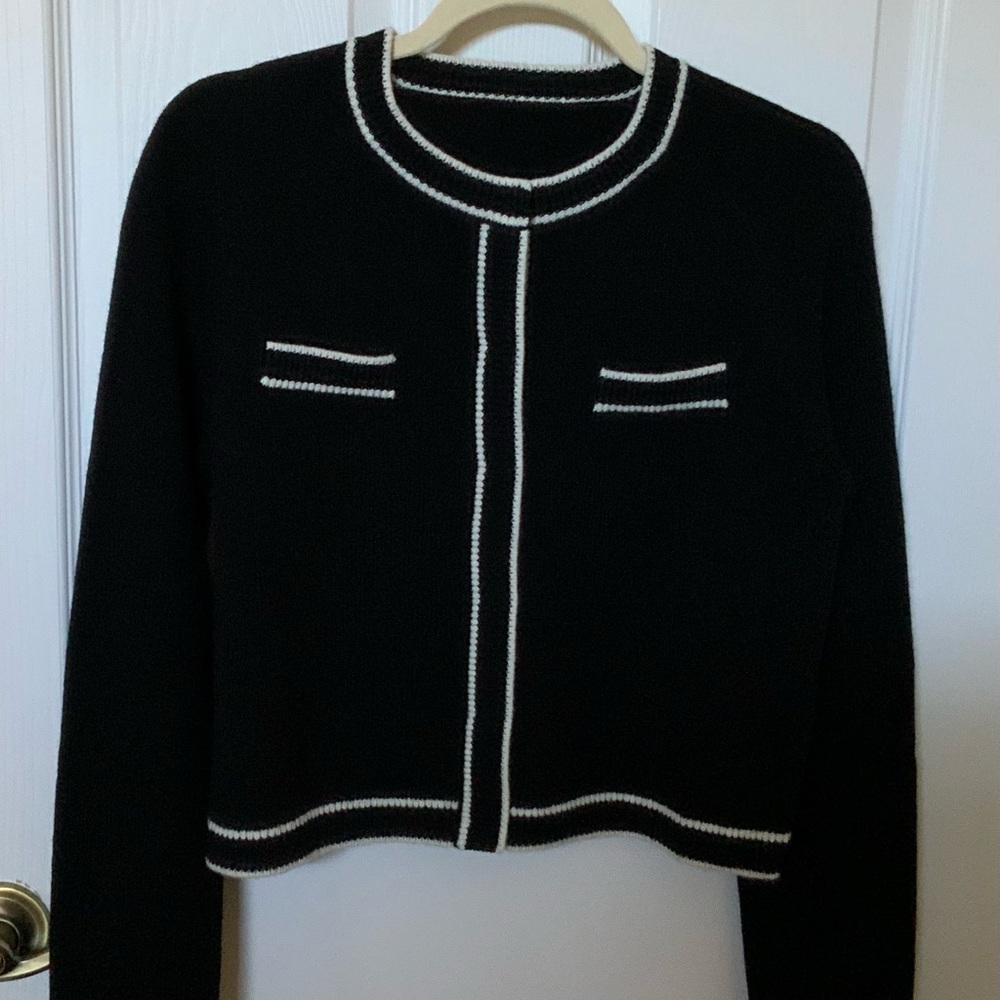 Chic Black and White Women's Cardigan